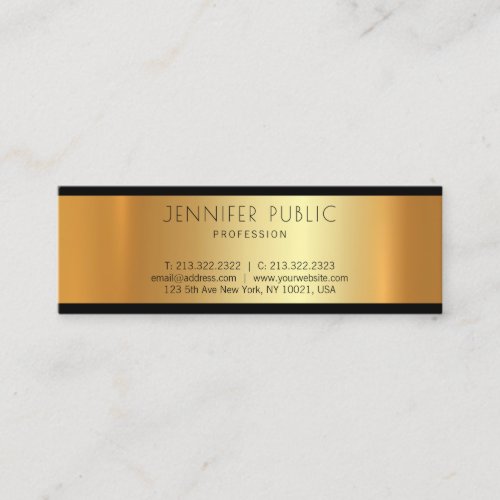 Professional Gold Modern Elegant Glamorous Plain Mini Business Card