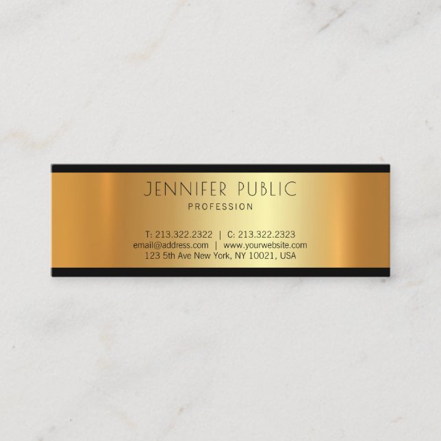 Professional Gold Modern Elegant Glamorous Plain Mini Business Card (Front)