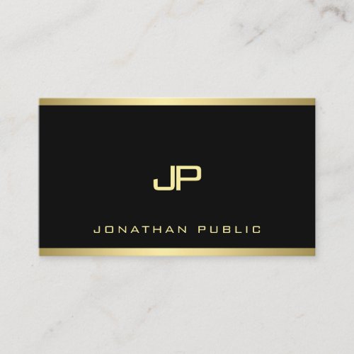 Professional Gold Monogram Glam Modern Elegant Business Card