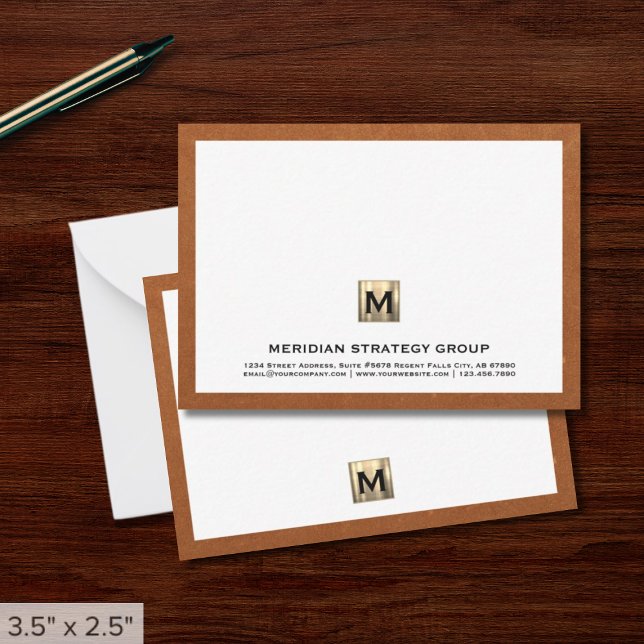Professional Gold Monogram Note Card (Creator Uploaded)