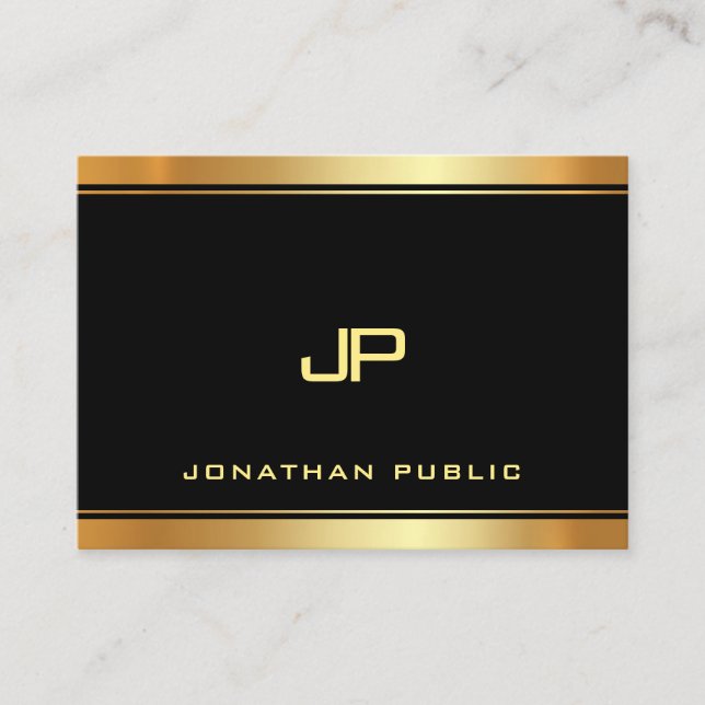 Professional Gold Monogram Template Modern Trendy Business Card (Front)