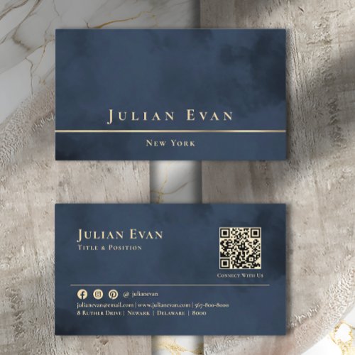 Professional Gold Navy Blue Luxury Business Card