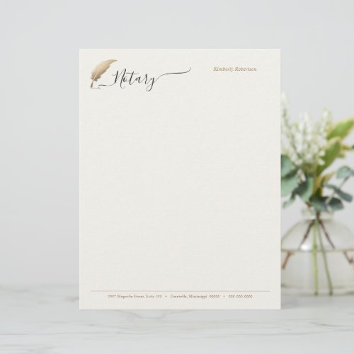 Professional Gold Notary Calligraphy Letterhead