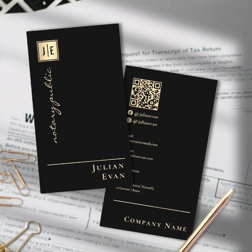 Professional gold Notary Public Business Card