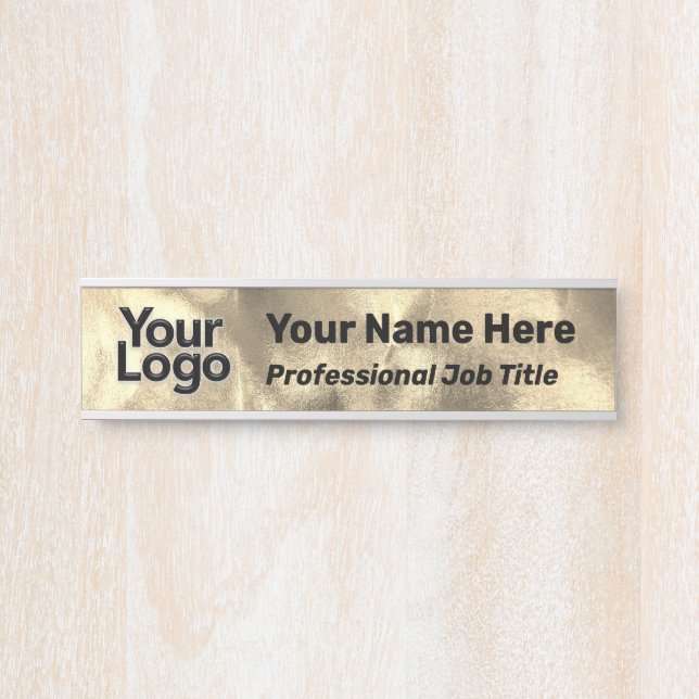 Professional Gold Office Decor DIY Business Logo  Door Sign (Front)