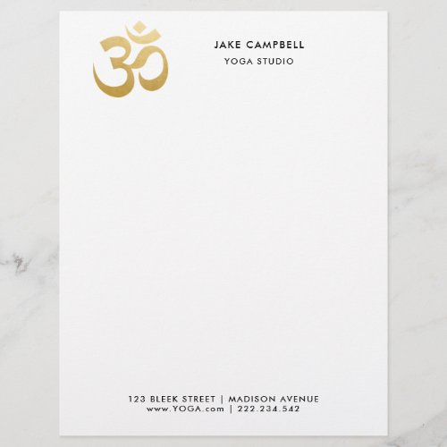 Professional Gold Ohm Indian Symbol Yoga Studio Letterhead