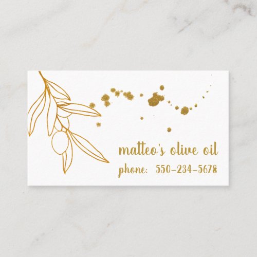 Professional Gold Olive Branch Olive Oil Business Card