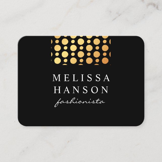 Professional Gold Polka Dots Business Card (Front)