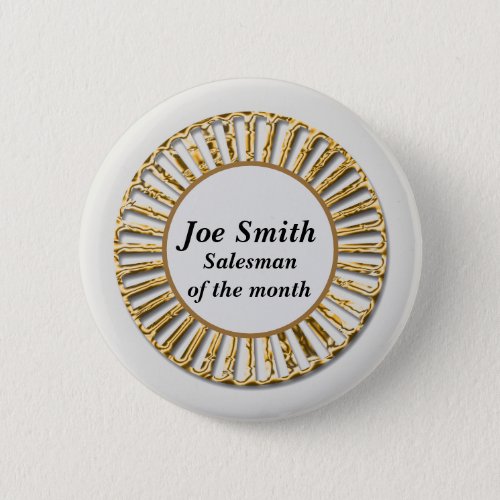 Professional Gold Salesman of the Month Name Tag Button
