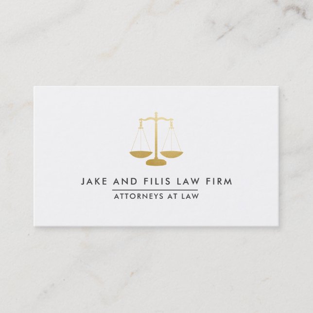 Professional Gold Scales Attorney Law Firm Business Card (Front)