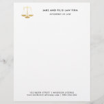 Professional Gold Scales Attorney Law Firm Letterhead<br><div class="desc">Professional Gold Scales Attorney Law Firm</div>