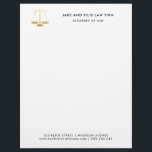 Professional Gold Scales Attorney Law Firm Letterhead<br><div class="desc">Professional Gold Scales Attorney Law Firm</div>