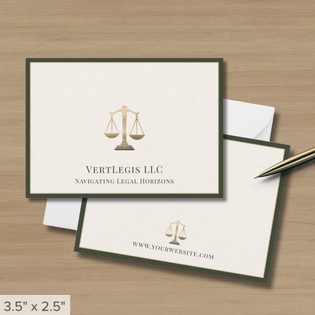 Professional Gold Scales of Justice Logo Note Card (Creator Uploaded)