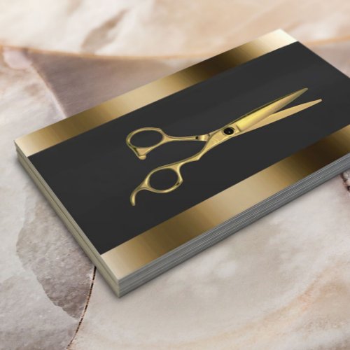 Professional Gold Scissor Hair Stylist Business Card