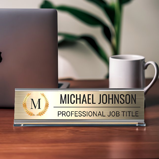 Professional Gold Stainless Steel Metal Desk Name Plate (Creator Uploaded)