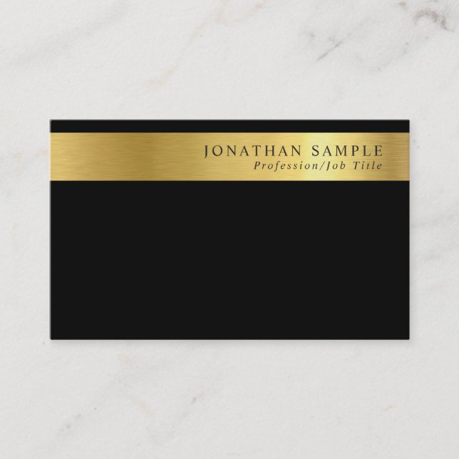 Professional Gold Striped Signature UV Matte Luxe Business Card (Front)