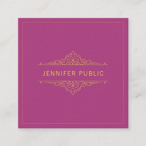 Professional Gold Text Frame Elegant Template Luxe Square Business Card