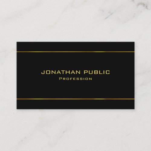 Professional Gold Text Modern Black Template Business Card
