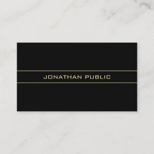 Professional Gold Text Modern Clean Black Template Business Card