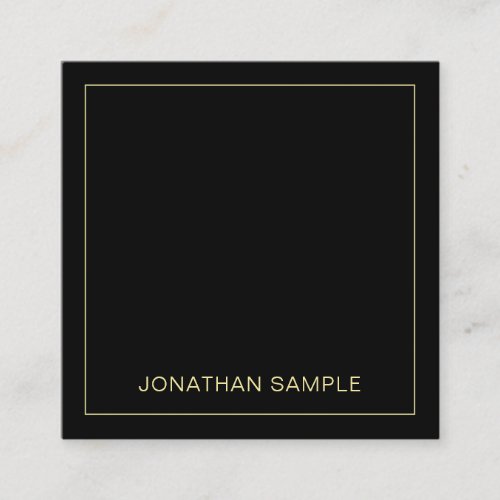Professional Gold Text Name Elegant Black Template Square Business Card