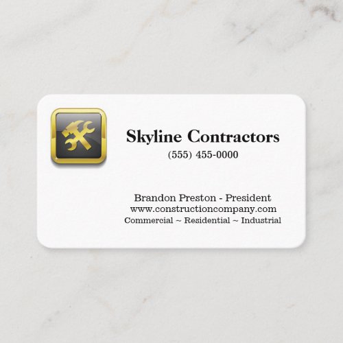 Professional Gold Tool Construction Company Business Card