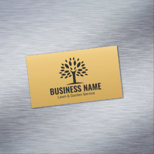 Professional Gold Tree Lawn and Garden Service Business Card Magnet