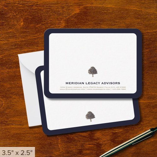 Professional Gold Tree Logo Business Note Card