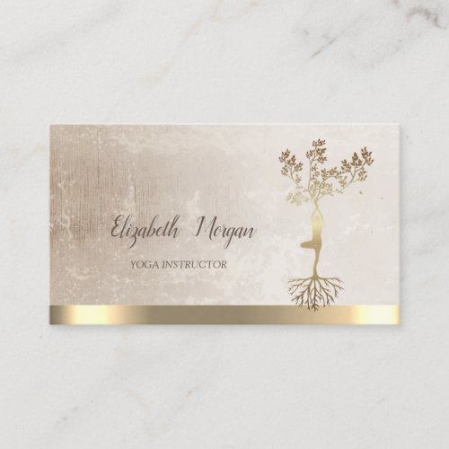 Professional Gold Tree Women Silhouette Yoga Business Card