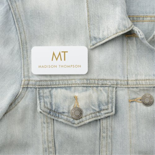 Professional Gold White Employee Name Business  Name Tag
