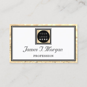 Professional Gold White Glitter Frame Logo VIP Business Card