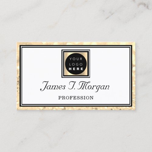 Professional Gold White Glitter Frame Logo VIP Business Card