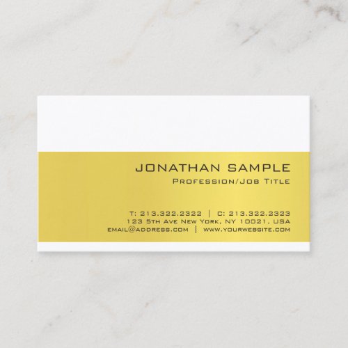 Professional Gold White Minimalistic Luxury Plain Business Card