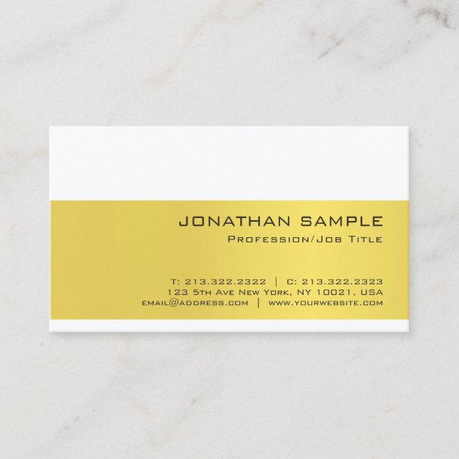 Professional Gold White Minimalistic Luxury Plain Business Card (Front)