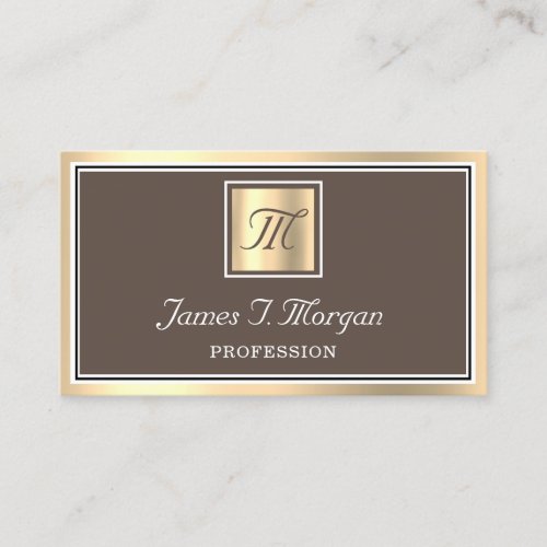 Professional Golden Coffee Framed White Monogram Business Card