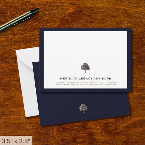 Professional Golden Tree Logo Business Note Card