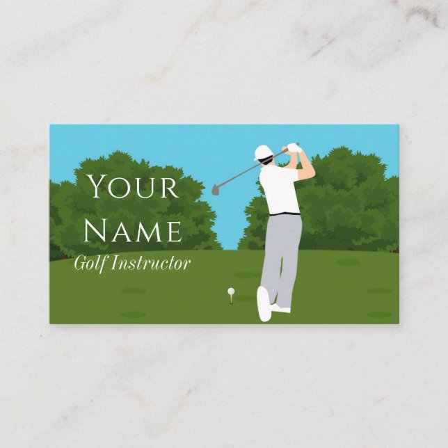 Professional Golf Instructor Coach Golfer Trendy Business Card (Front)