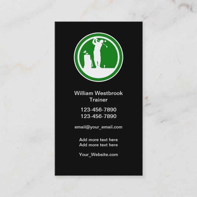 Professional Golf Trainer Business Cards Template (Front)