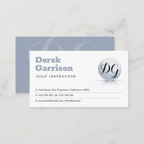 Professional Golf Trainer  Initials Business Card