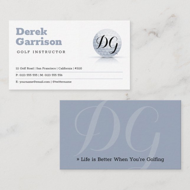 Professional Golf Trainer | Initials Business Card (Front/Back)