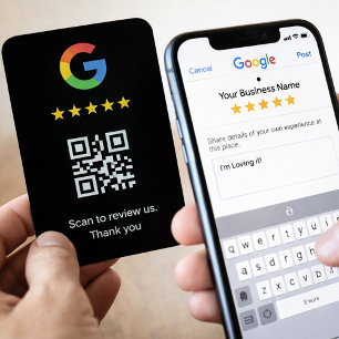 Professional Google review card with QR code