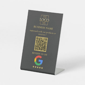 Professional Google Reviews QR Code Business Logo Pedestal Sign