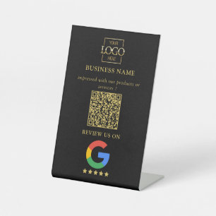 Professional Google Reviews QR Code Business Logo Pedestal Sign