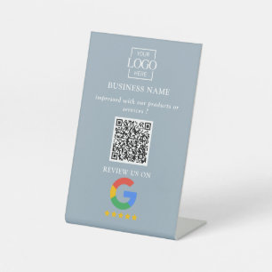 Professional Google Reviews QR Code Business Logo Pedestal Sign