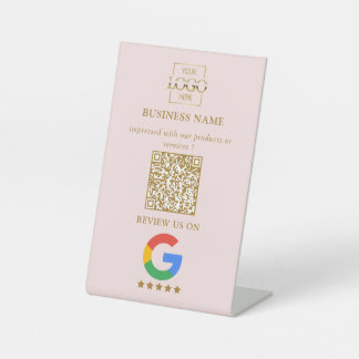 Professional Google Reviews QR Code Business Logo Pedestal Sign