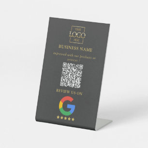 Professional Google Reviews QR Code Business Logo Pedestal Sign