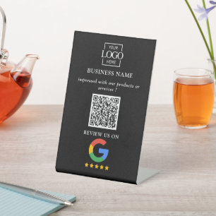 Professional Google Reviews QR Code Business Logo Pedestal Sign