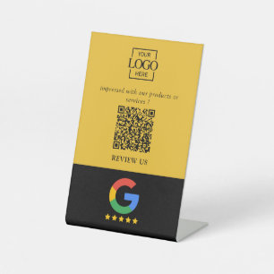 Professional Google Reviews QR Code Business Logo Pedestal Sign