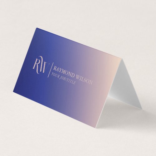 Professional Gradient Faux Rose Gold and Navy Blue Business Card