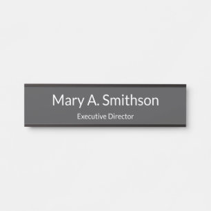 Professional Gray and White Name Job Title Office Door Sign
