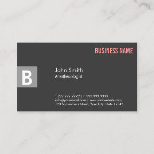 Professional Gray Anesthesiologist Business Card